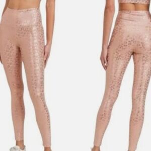 ZYIA Active Peach & Gold Metallic Leopard Print Leggings. Size: 6/8.